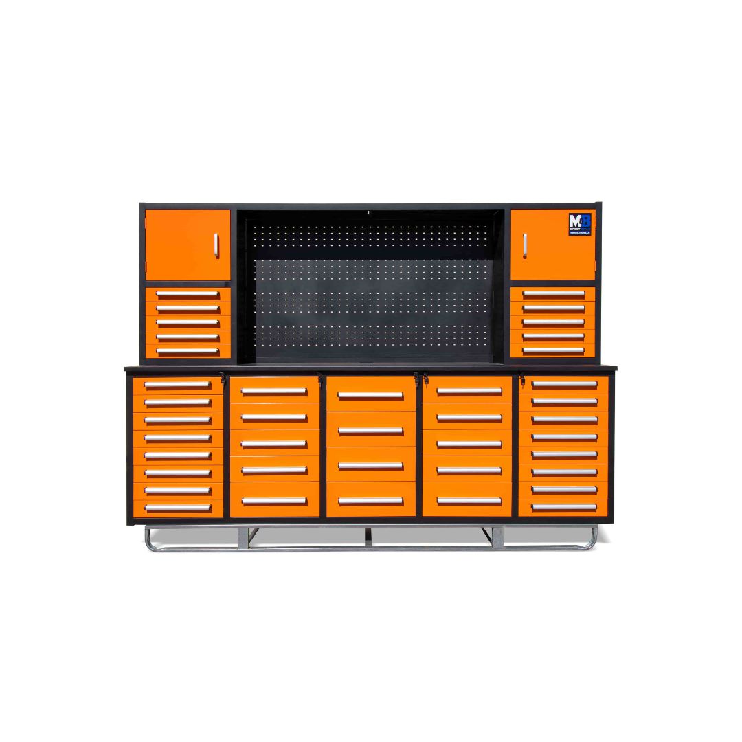 M&B | 10&rsquo; Workbench Cabinet with 40 Drawers - Container Consultants Australia